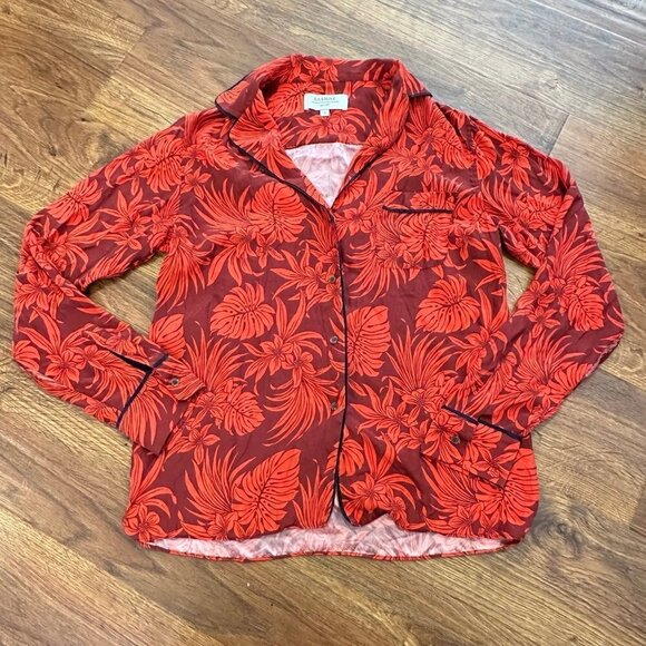 La Ligne Silk Hawaiian Floral Printed Button-Up Top - Picture 4 of 7